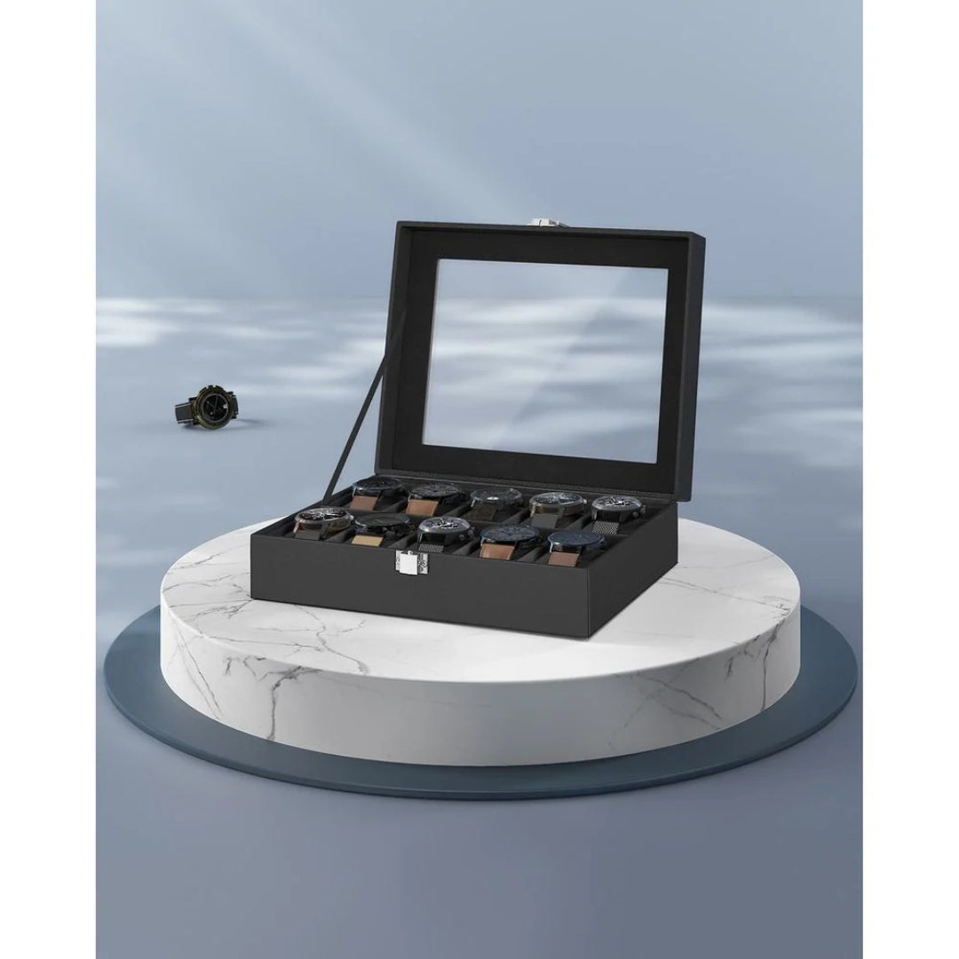 Watch Storage Case With Glass Lid 10 Slot Organizer – product view 27 | Ridgefield Furniture