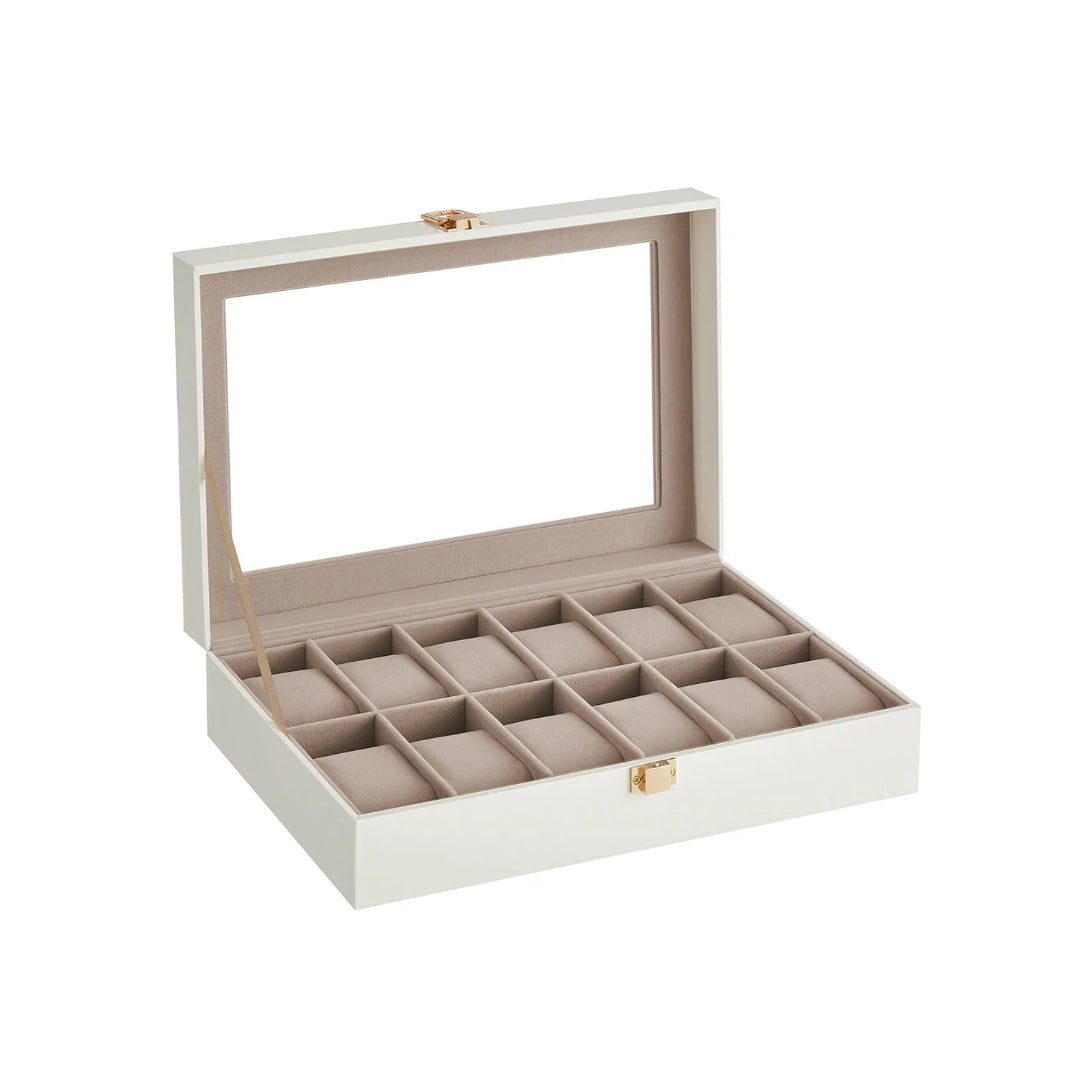 Watch Storage Case With Glass Lid 6 Or 12 Slot Organizer – product view 5 | Ridgefield Furniture