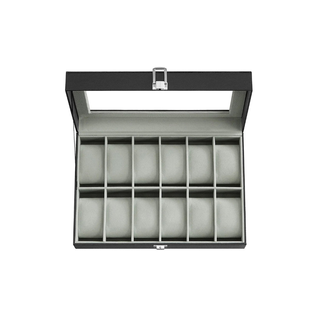 Watch Storage Case With Glass Lid 6 Or 12 Slot Organizer – product view 6 | Ridgefield Furniture