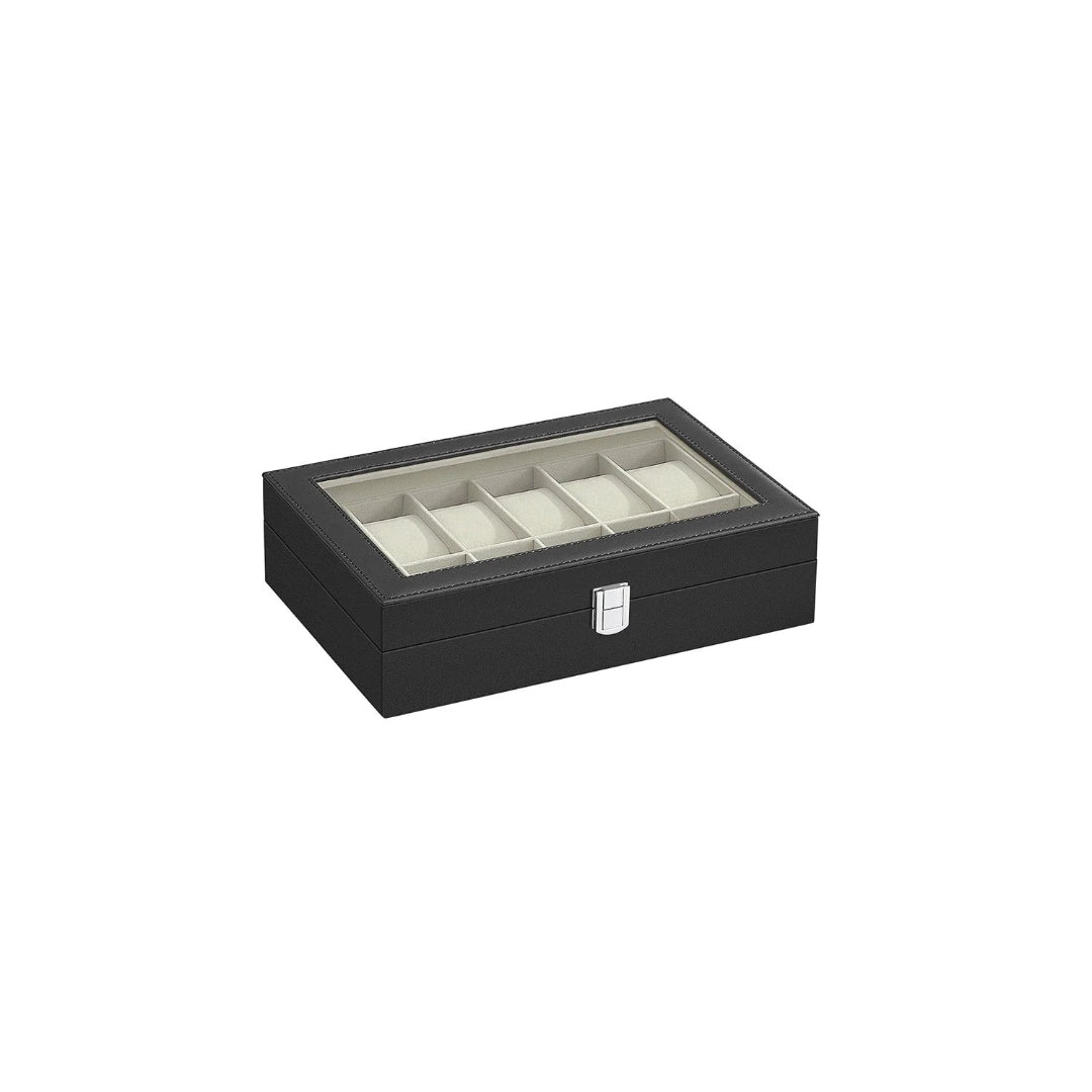 Watch Storage Case With Glass Lid 6 Or 12 Slot Organizer – product view 7 | Ridgefield Furniture