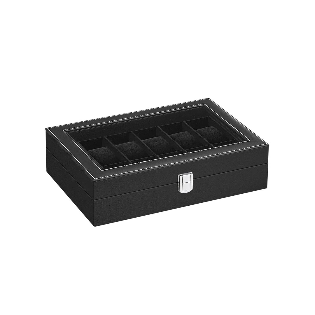 Watch Storage Case With Glass Lid 6 Or 12 Slot Organizer – product view 8 | Ridgefield Furniture