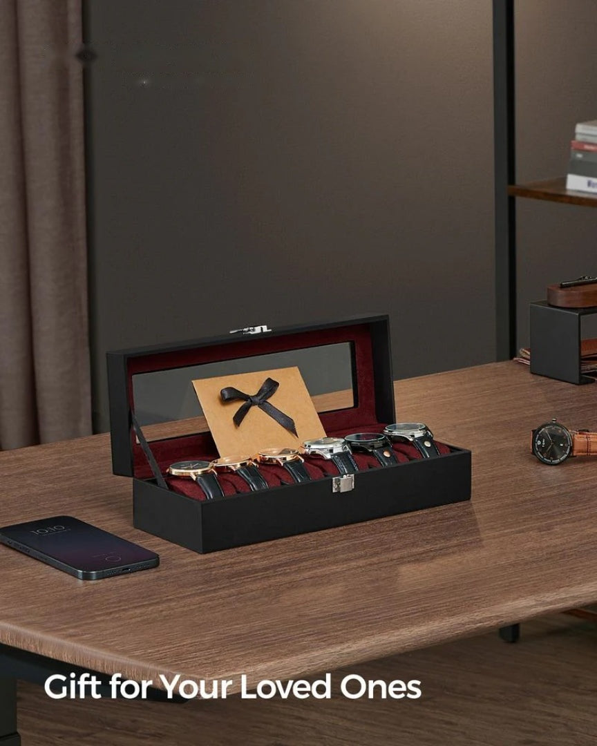 Watch Storage Case With Glass Lid 6 Or 12 Slot Organizer – product view 9 | Ridgefield Furniture