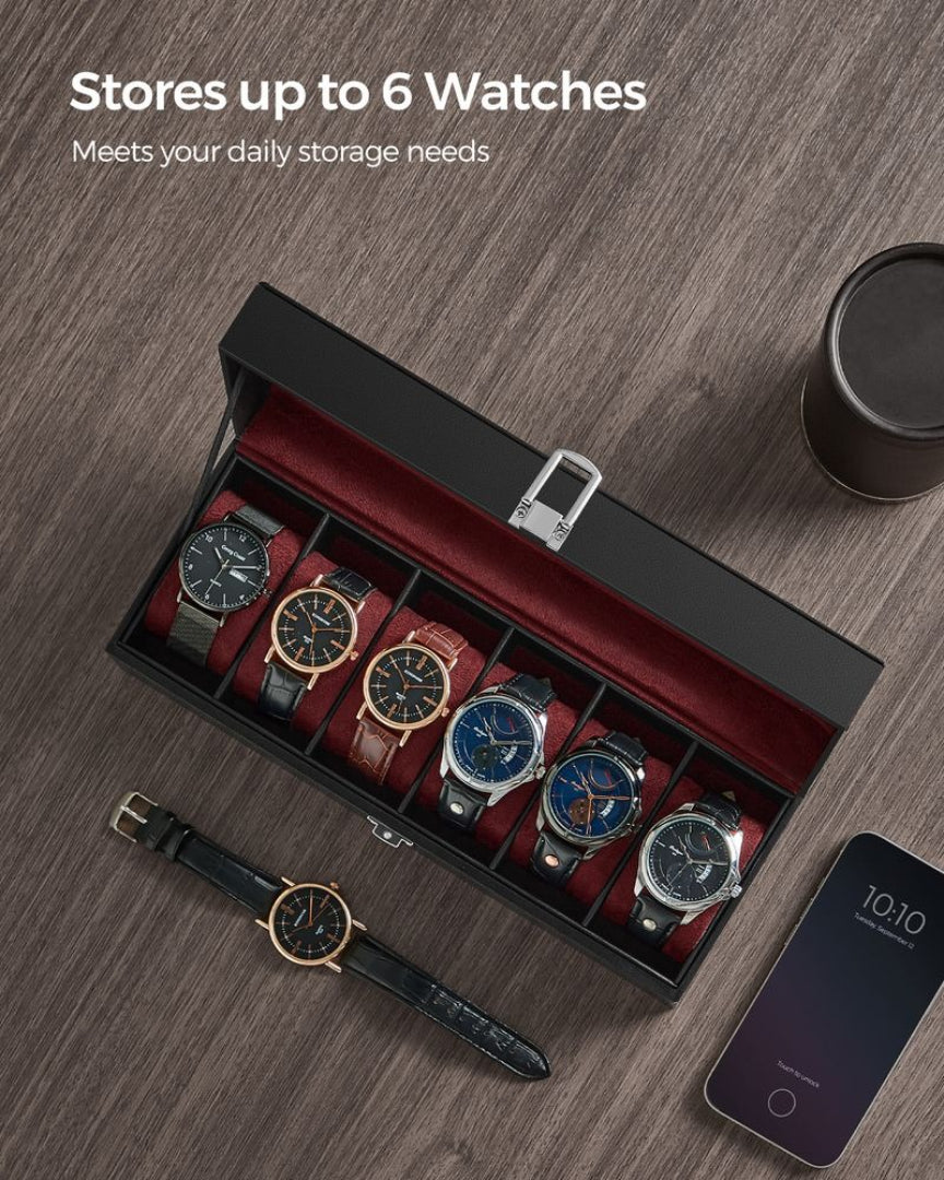 Watch Storage Case With Glass Lid 6 Or 12 Slot Organizer – product view 12 | Ridgefield Furniture