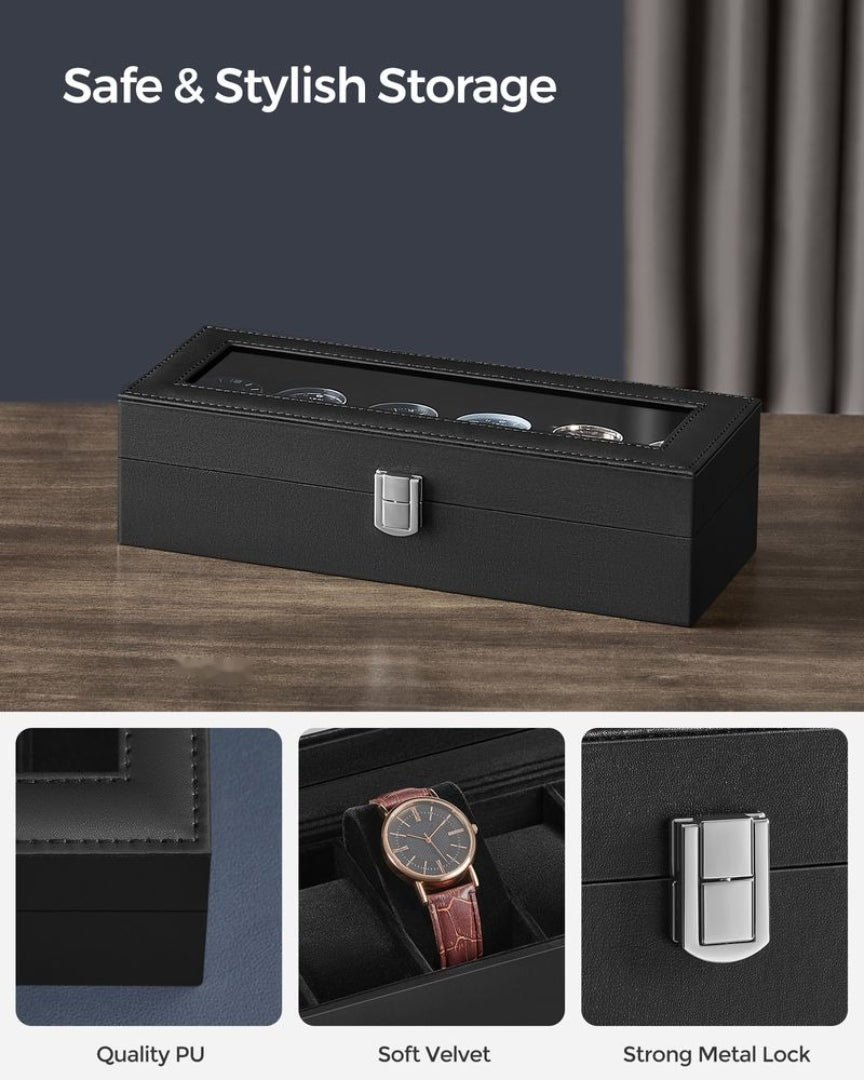 Watch Storage Case With Glass Lid 6 Or 12 Slot Organizer – product view 20 | Ridgefield Furniture