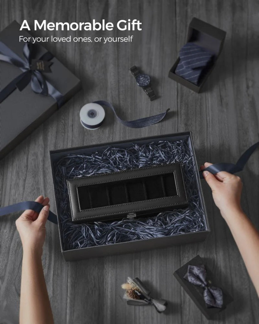 Watch Storage Case With Glass Lid 6 Or 12 Slot Organizer – product view 24 | Ridgefield Furniture