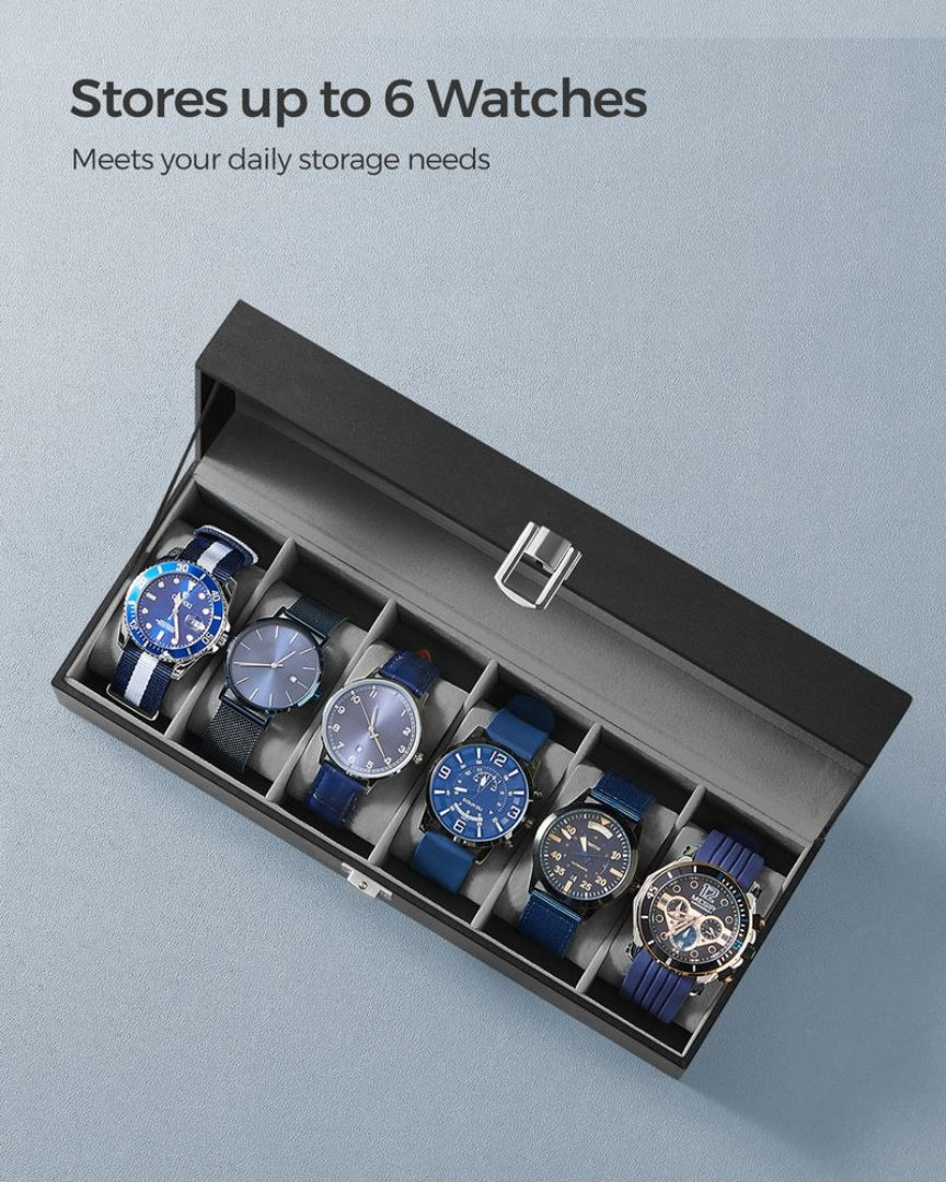 Watch Storage Case With Glass Lid 6 Or 12 Slot Organizer – product view 34 | Ridgefield Furniture