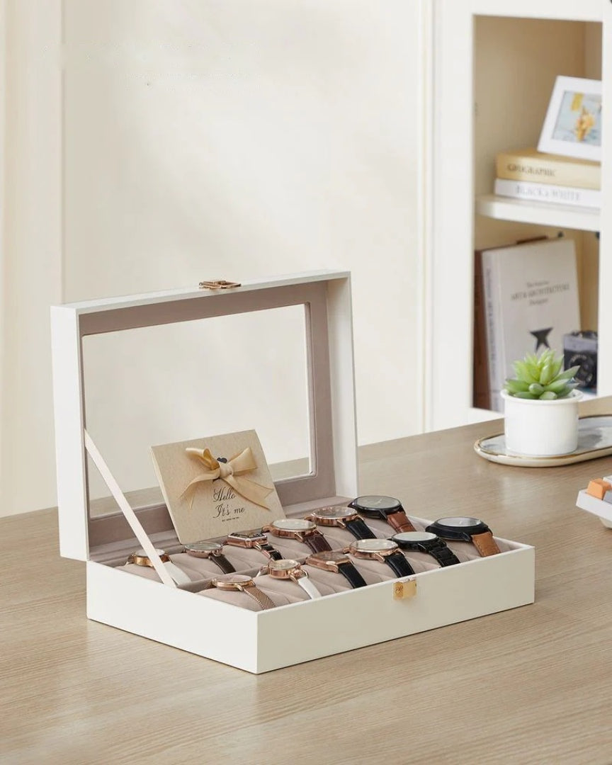 Watch Storage Case With Glass Lid 6 Or 12 Slot Organizer – product view 43 | Ridgefield Furniture
