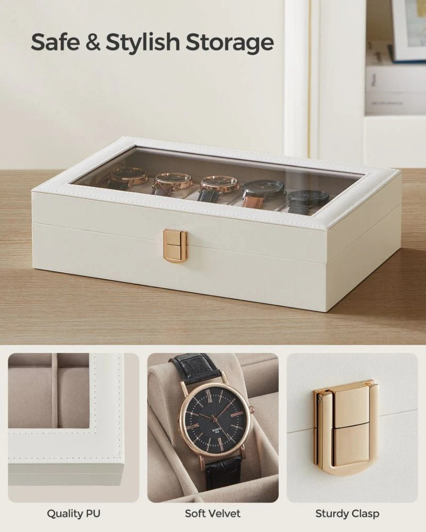 Watch Storage Case With Glass Lid 6 Or 12 Slot Organizer – product view 44 | Ridgefield Furniture