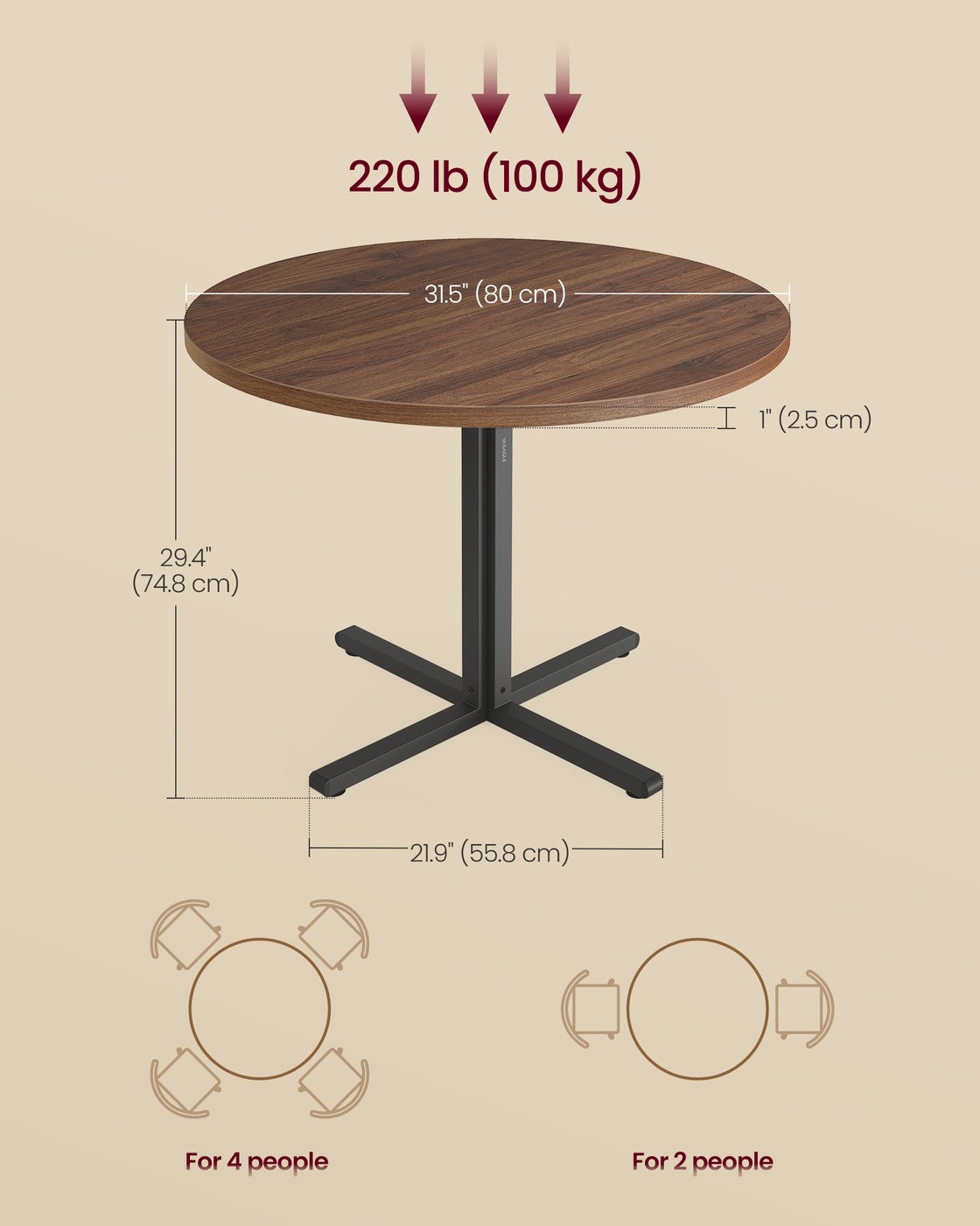 Water Resistant Dining Table For 4 People With Steel Frame - product photo 08