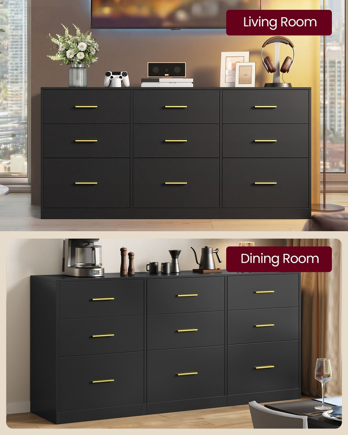 Wide Drawer Dresser For Bedroom, 63.1 Inch TV Stand And Chest Of Drawers - product photo 14