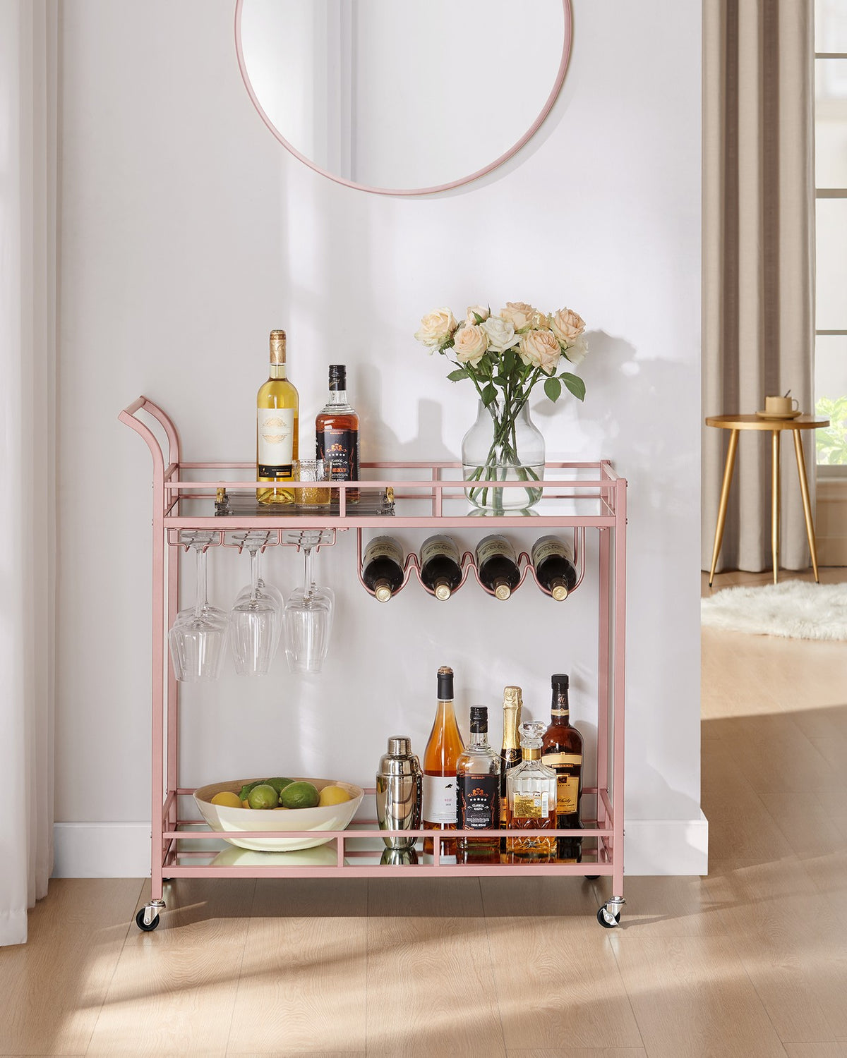 Wine Cart With 2 Mirrored Shelves - product photo 15