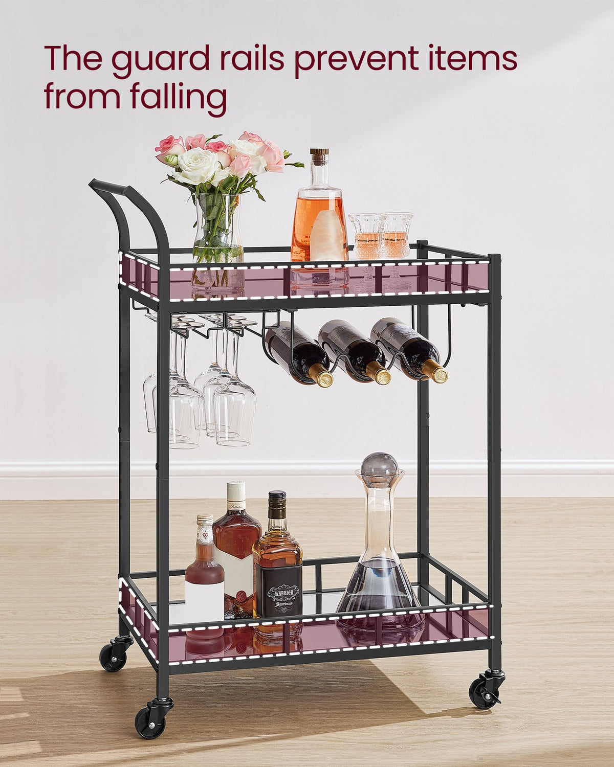 Wine Cart With 2 Mirrored Shelves - product photo 30