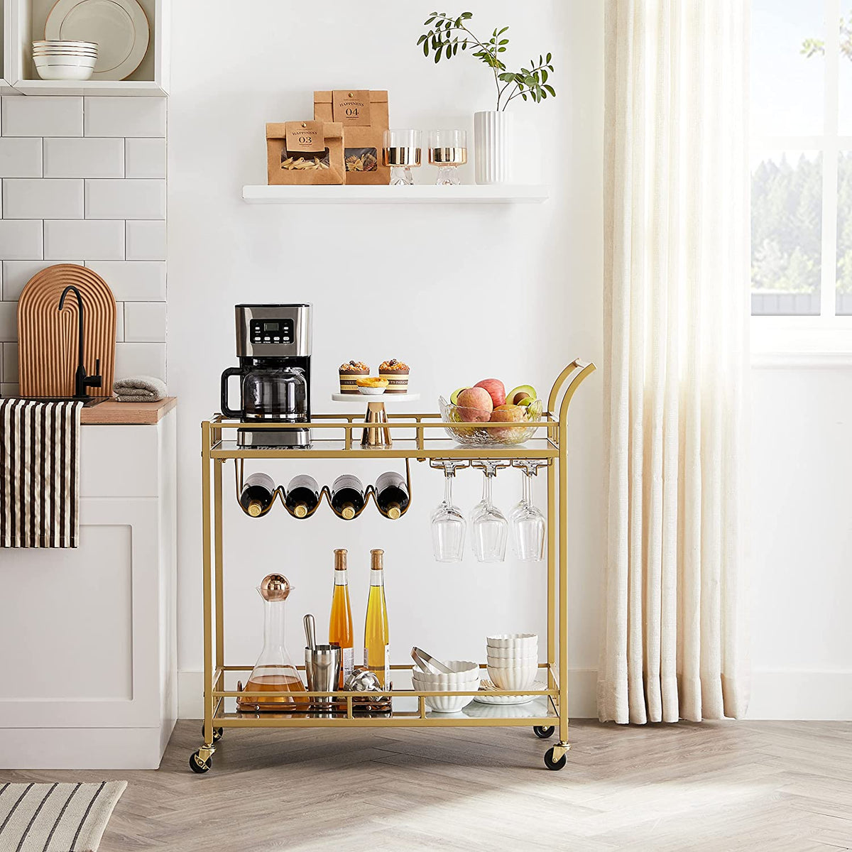 Wine Cart With 2 Mirrored Shelves - product photo 33
