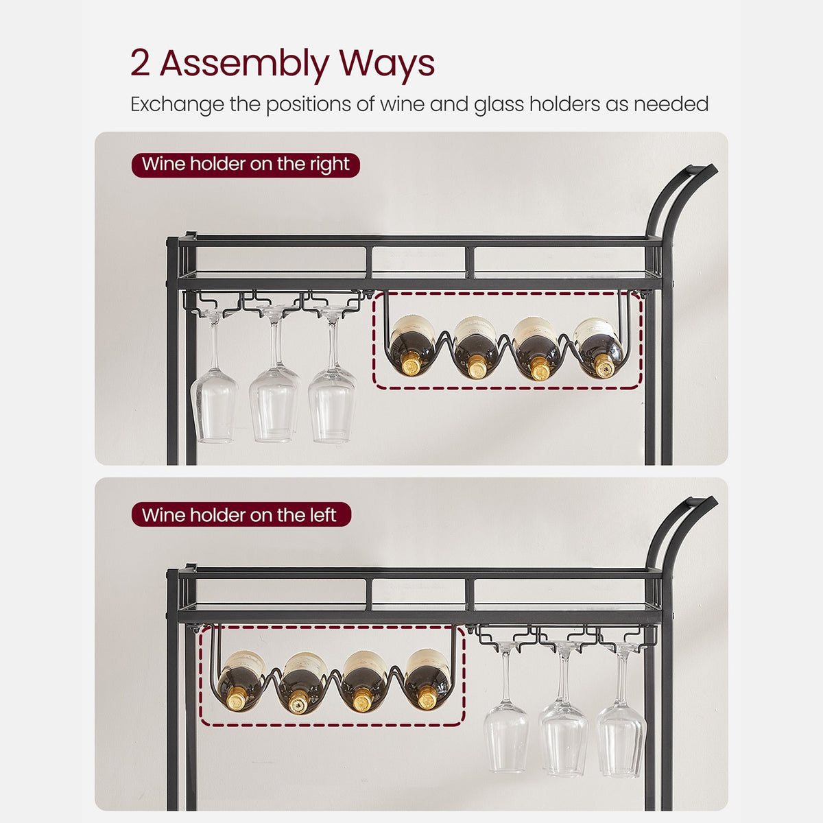 Wine Cart With 2 Mirrored Shelves - product photo 43
