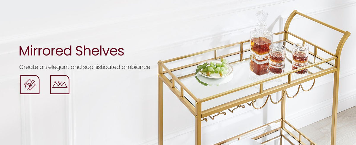 Wine Cart With 2 Mirrored Shelves - product photo 53