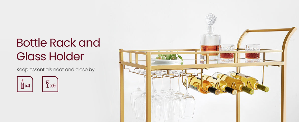 Wine Cart With 2 Mirrored Shelves - product photo 54