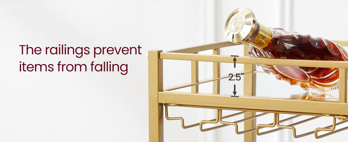 Wine Cart With 2 Mirrored Shelves - product photo 55
