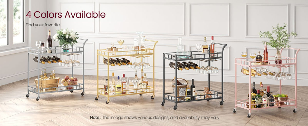 Wine Cart With 2 Mirrored Shelves - product photo 58