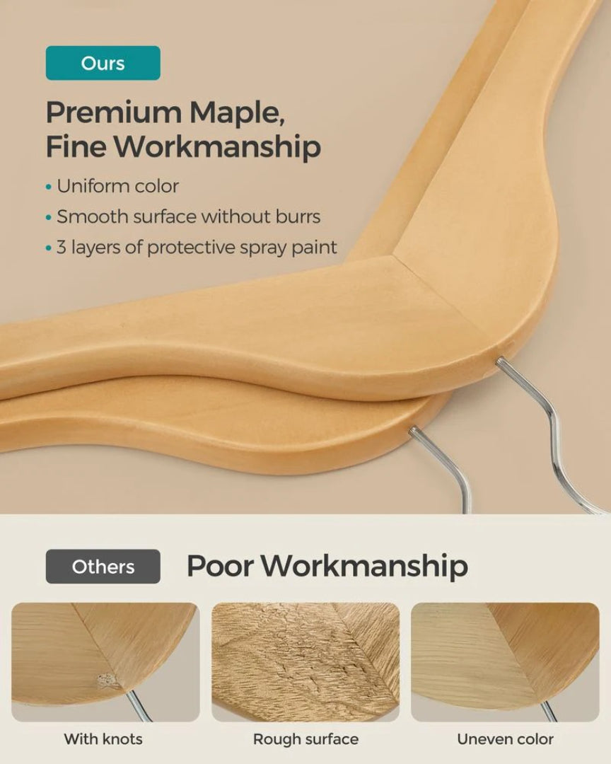 Wood Coat Hangers 20 Pack With Shoulder Notches – product view 12 | Ridgefield Furniture