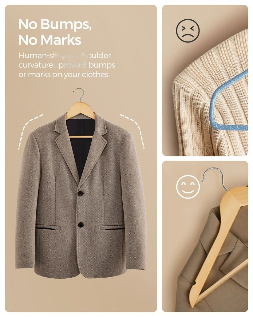 Wood Coat Hangers 20 Pack With Shoulder Notches – product view 14 | Ridgefield Furniture