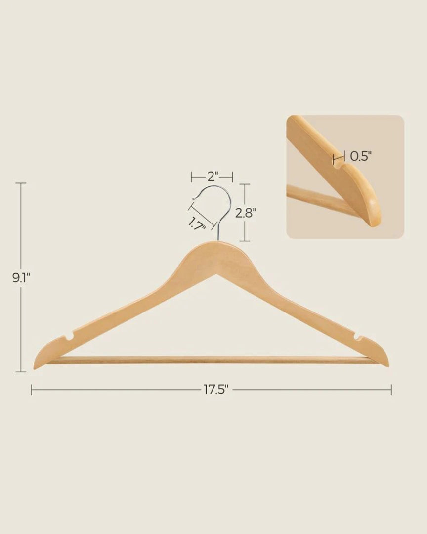 Wood Coat Hangers 20 Pack With Shoulder Notches – product view 16 | Ridgefield Furniture