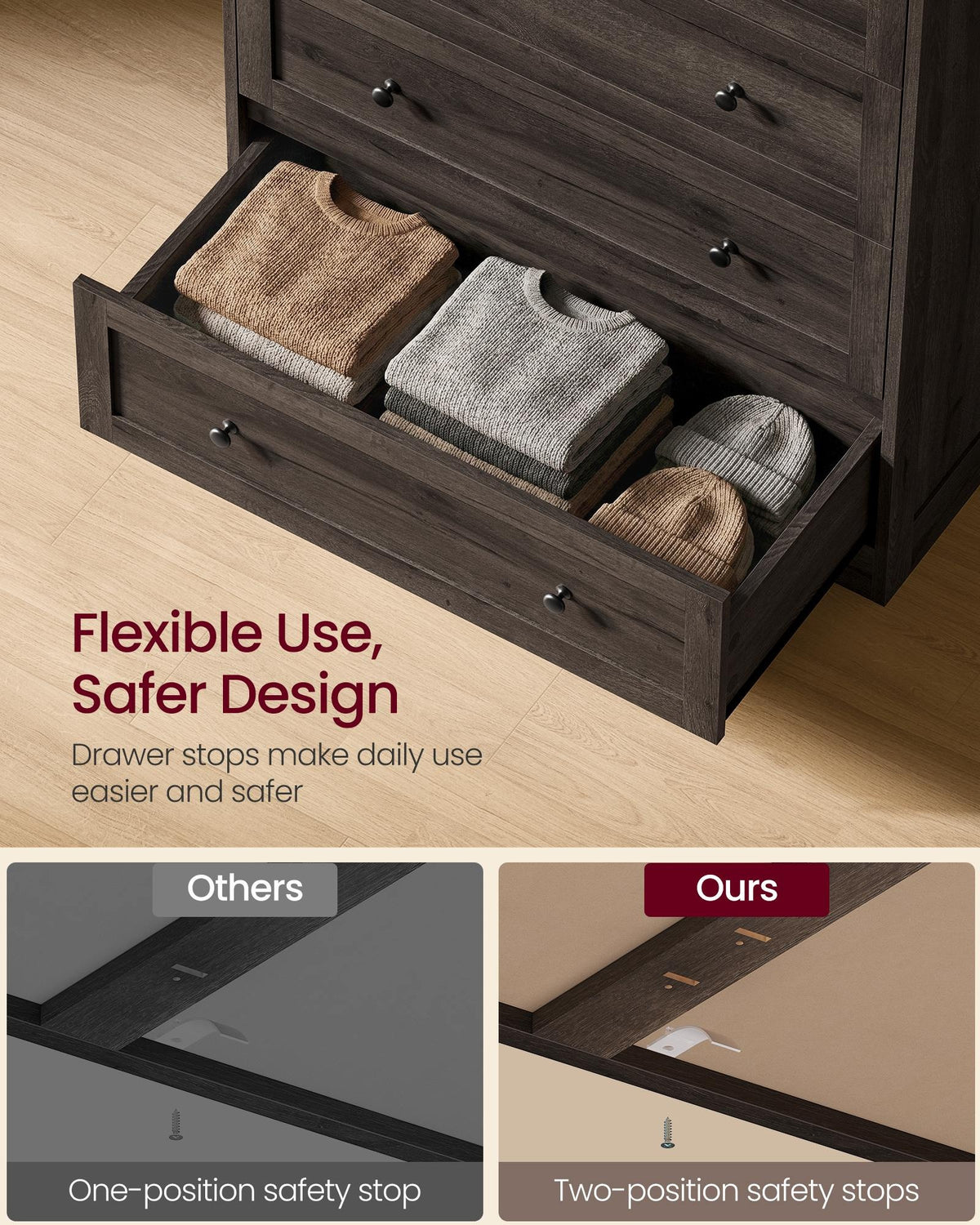 Wood Dresser With Spacious Drawers, 31.5 Or 47.2 Inch Bedroom Chest - product photo 14
