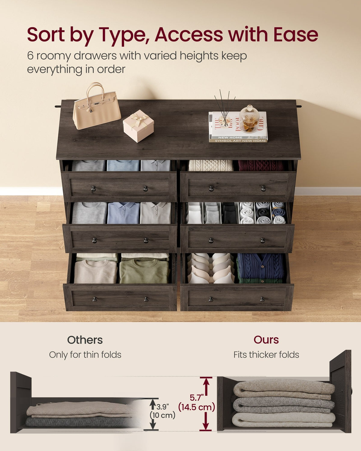Wood Dresser With Spacious Drawers, 31.5 Or 47.2 Inch Bedroom Chest - product photo 19