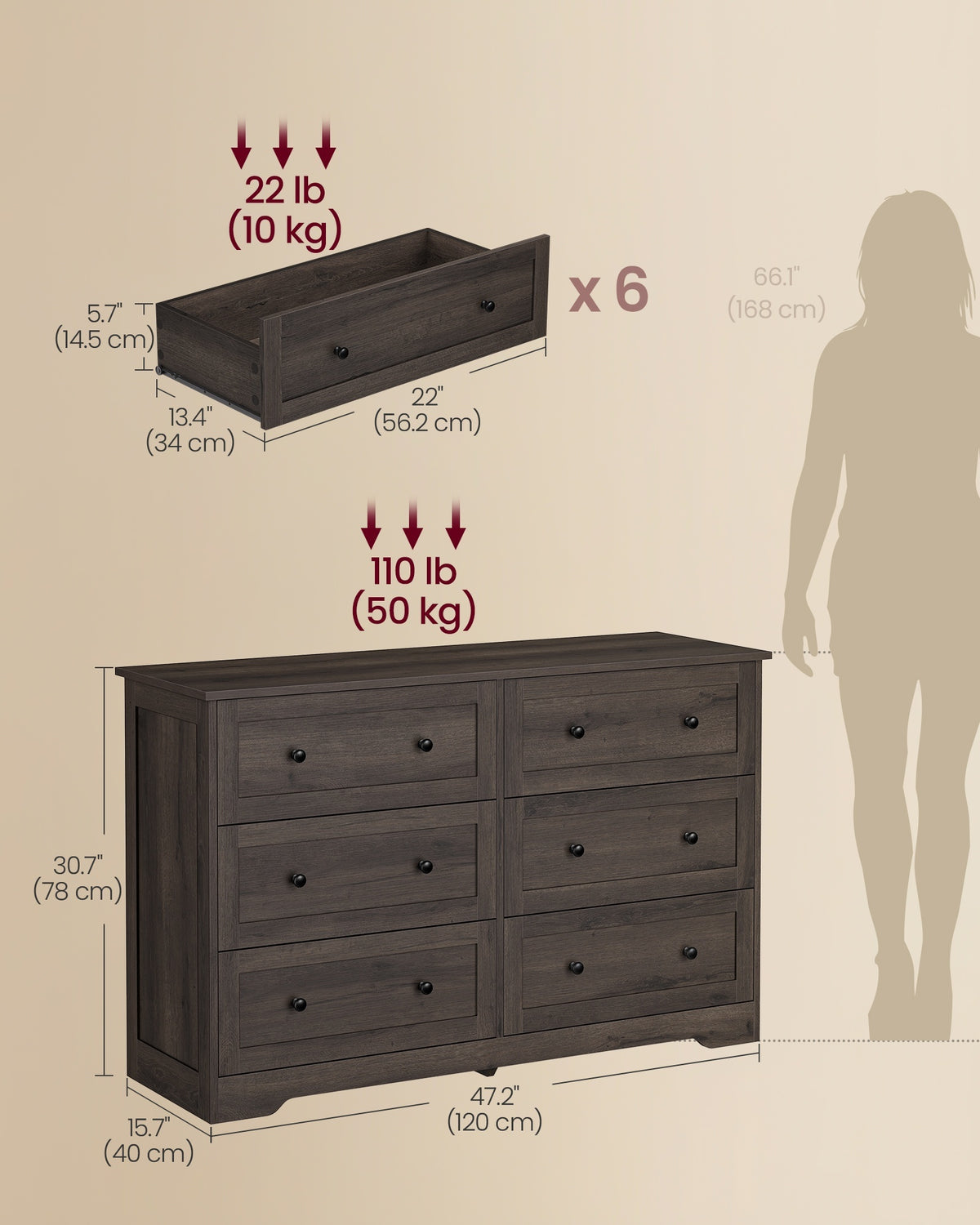 Wood Dresser With Spacious Drawers, 31.5 Or 47.2 Inch Bedroom Chest - product photo 20