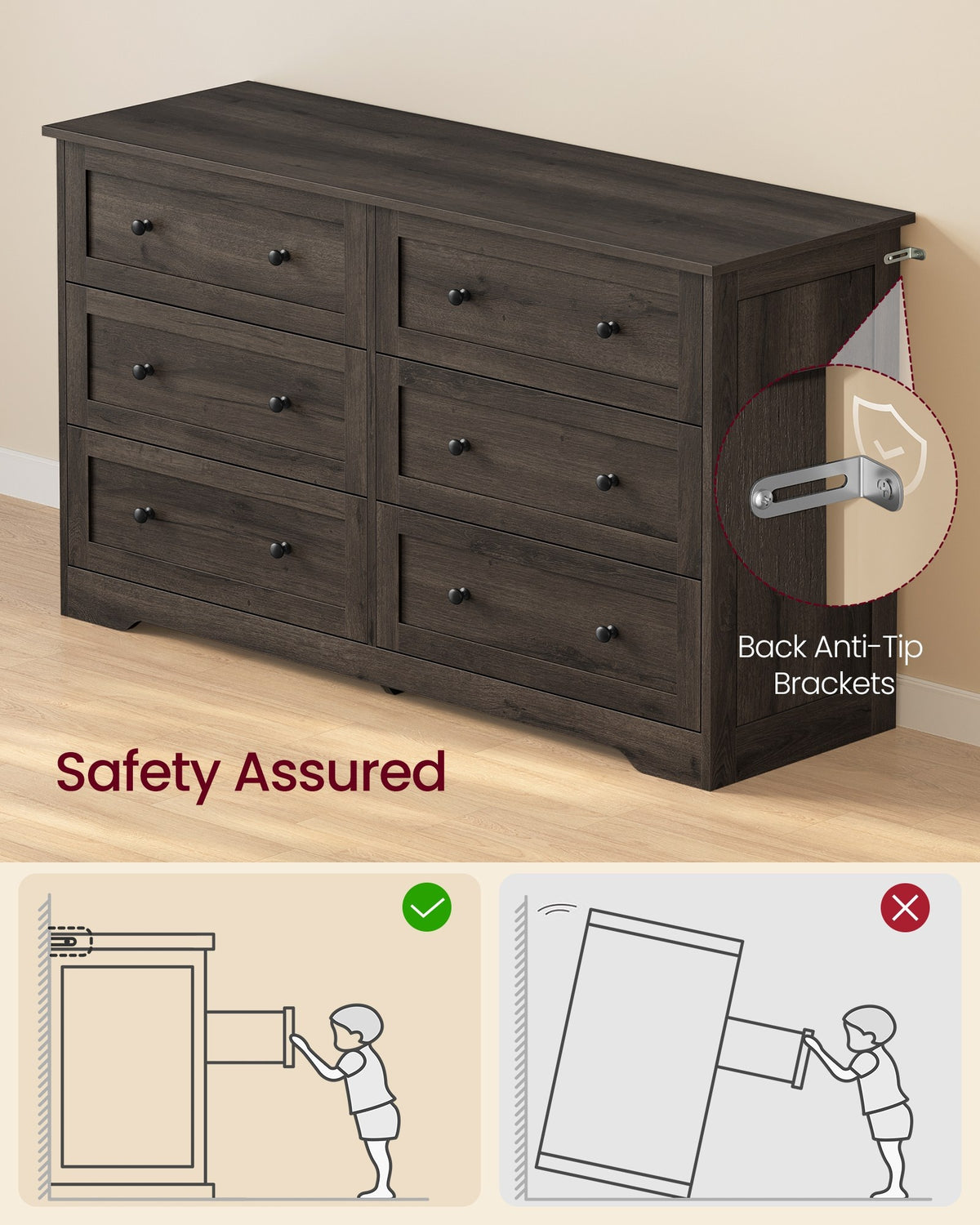 Wood Dresser With Spacious Drawers, 31.5 Or 47.2 Inch Bedroom Chest - product photo 21
