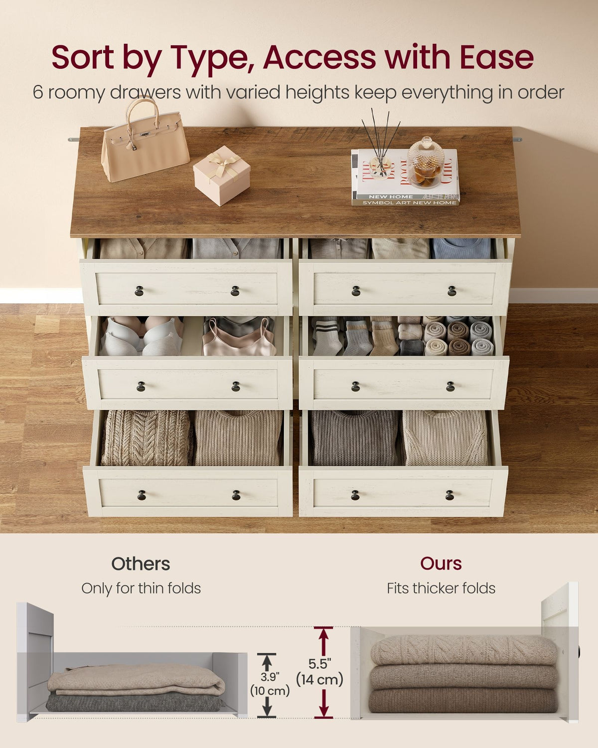 Wood Dresser With Spacious Drawers, 31.5 Or 47.2 Inch Bedroom Chest - product photo 23
