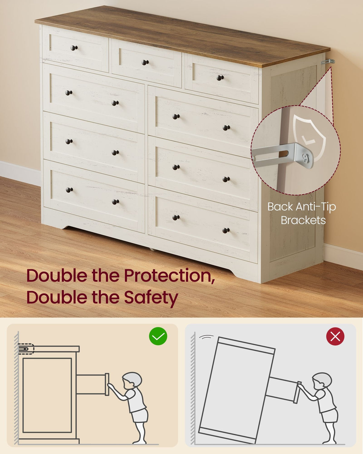 Wood Dresser With Spacious Drawers, 31.5 Or 47.2 Inch Bedroom Chest - product photo 32