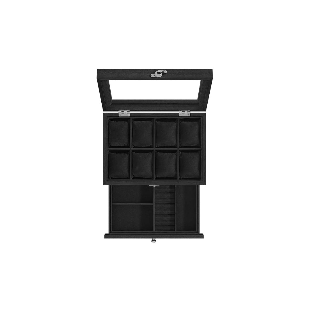 Wood Watch Box With Glass Lid 8 Or 12 Slot Organizer – product view 5 | Ridgefield Furniture