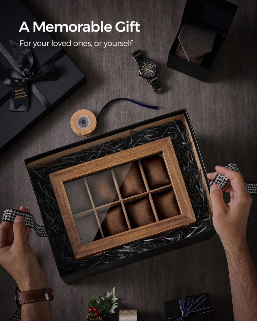 Wood Watch Box With Glass Lid 8 Or 12 Slot Organizer – product view 7 | Ridgefield Furniture