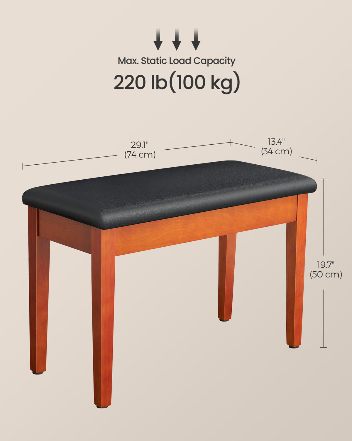 Wooden Duet Piano Bench - product photo 12