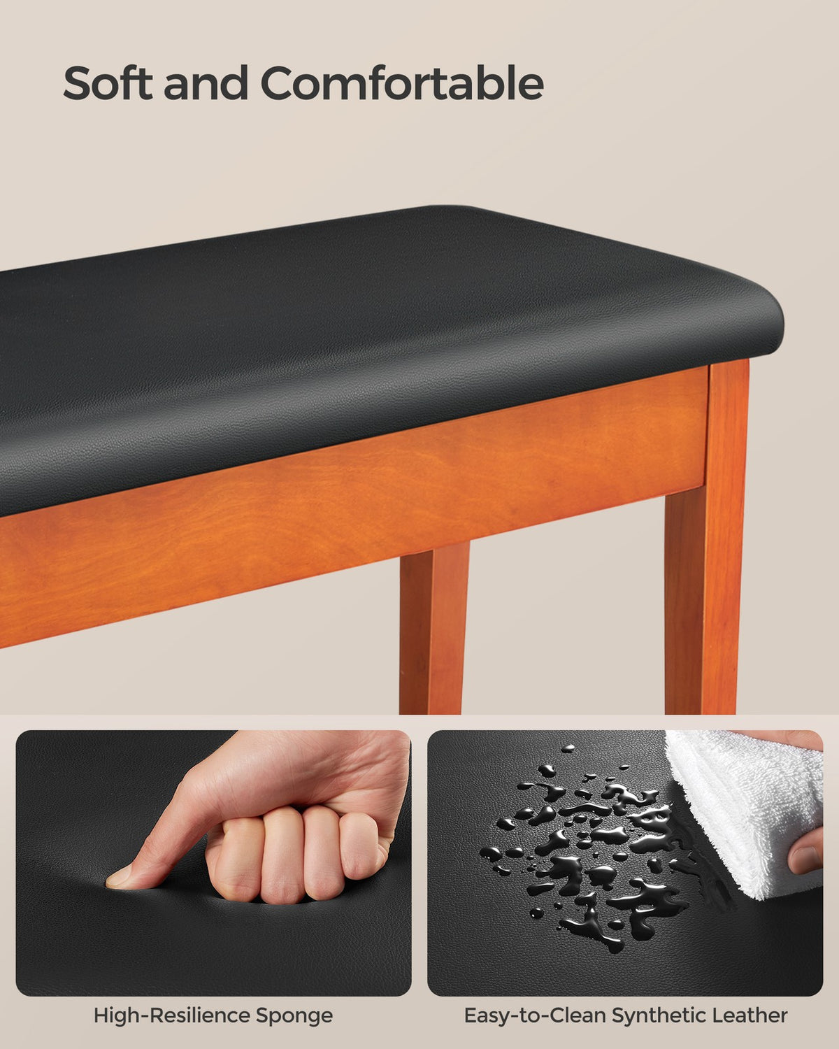 Wooden Duet Piano Bench - product photo 14